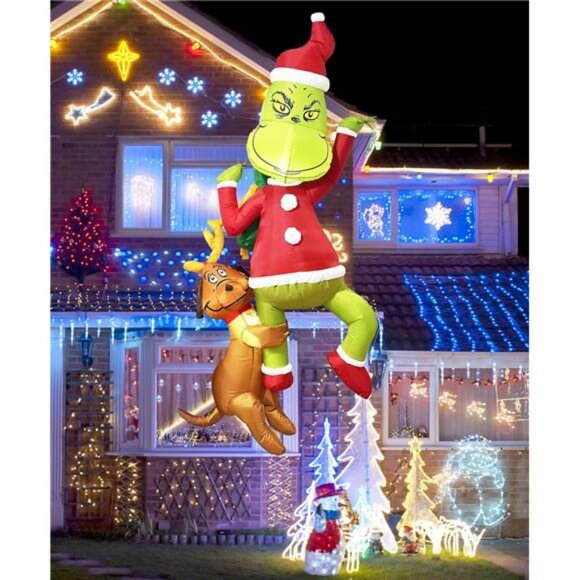 8FT Christmas Inflatables Decorations Lights, Outdoor Christmas Decor Blow Up
